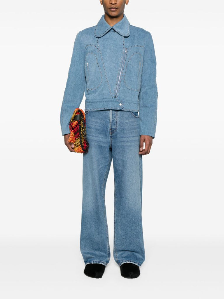 Blue Enzyme Studded Denim Jacket
