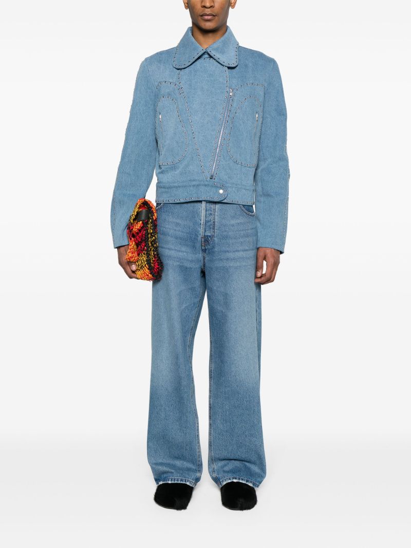 Blue Enzyme Studded Denim Jacket