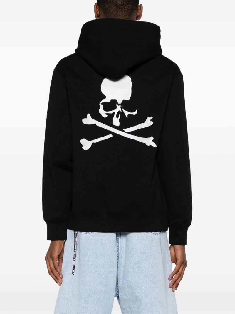 Black Skull-print Cotton Hoodie