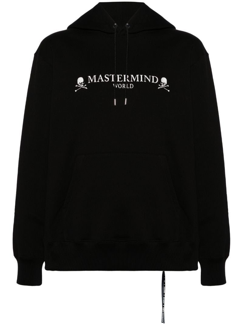 Black Skull-print Cotton Hoodie