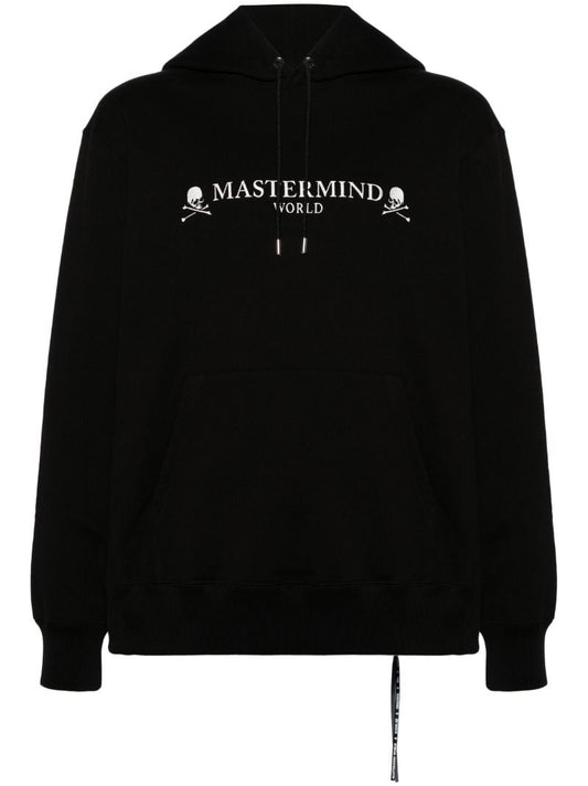 Black Skull-print Cotton Hoodie