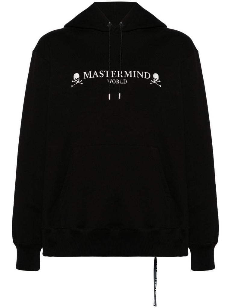 Black Skull-print Cotton Hoodie
