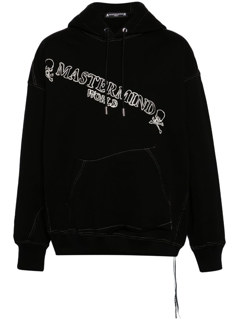 Black Logo-embroidered Cotton Hoodie