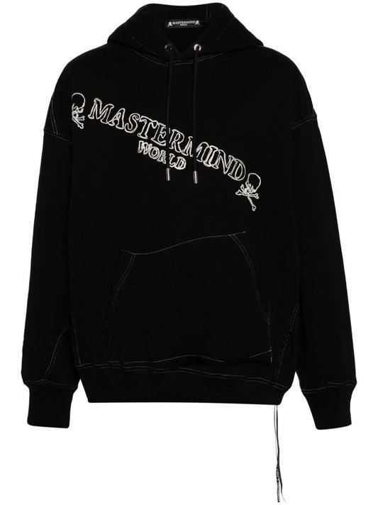 Black Logo-embroidered Cotton Hoodie