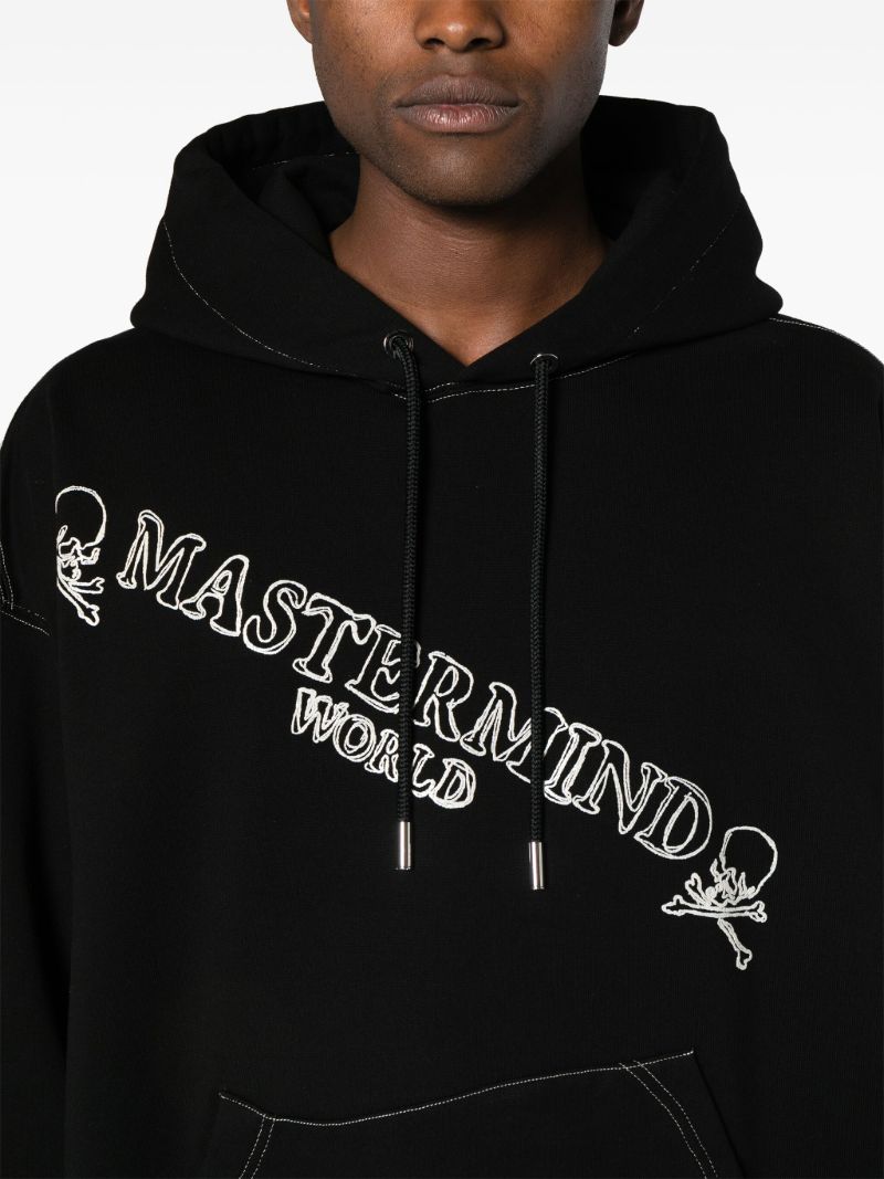 Black Logo-embroidered Cotton Hoodie