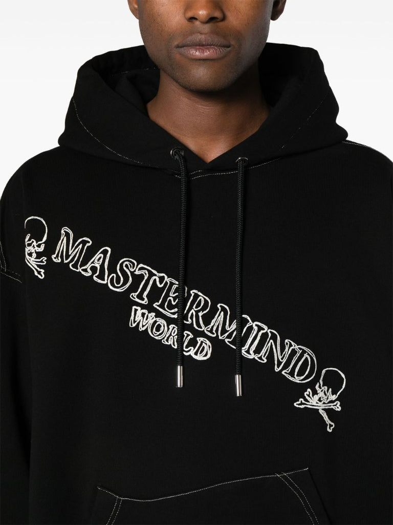 Black Logo-embroidered Cotton Hoodie