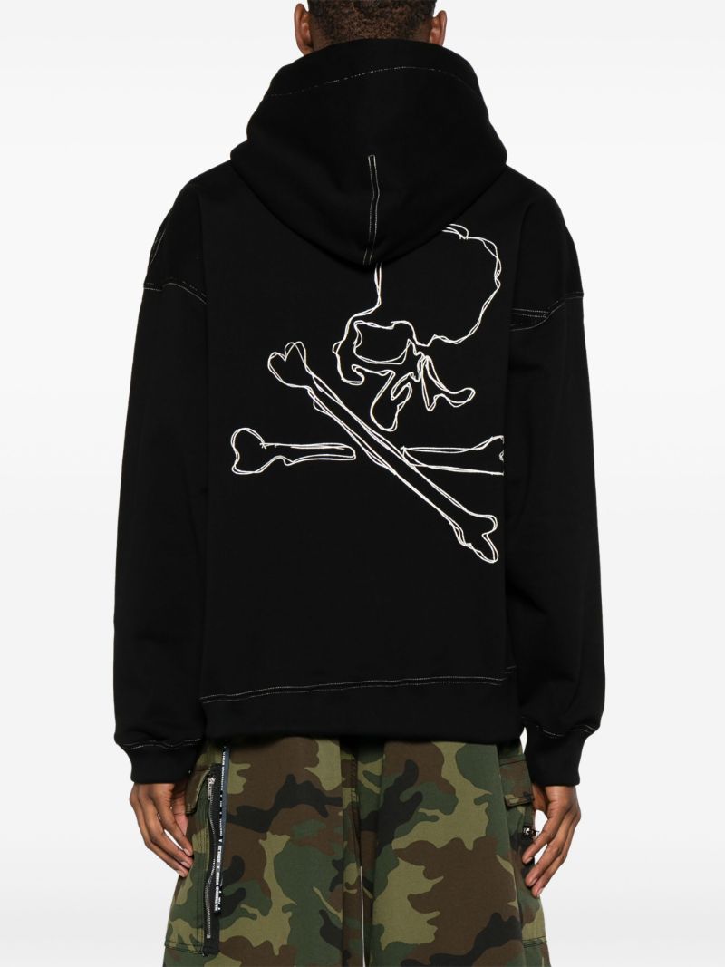 Black Logo-embroidered Cotton Hoodie
