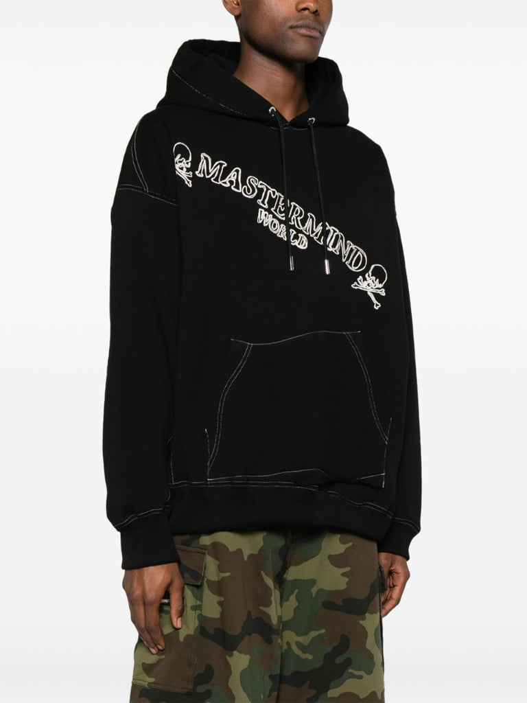 Black Logo-embroidered Cotton Hoodie