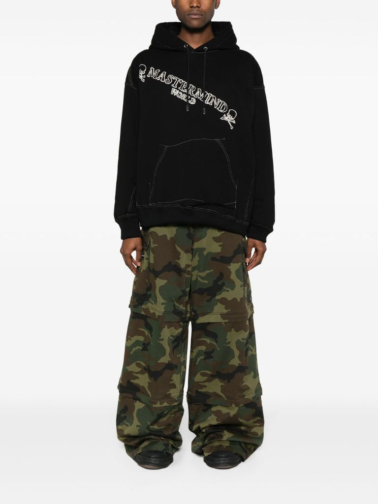 Black Logo-embroidered Cotton Hoodie