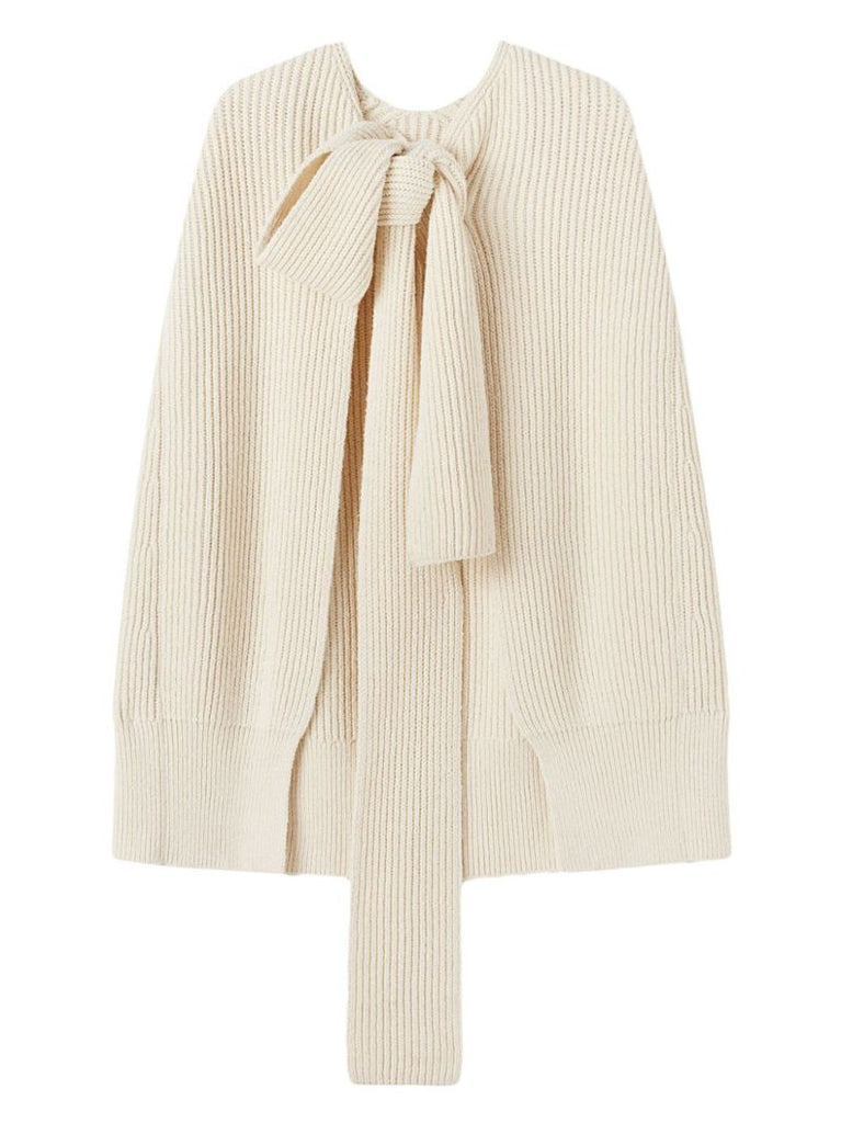 Neutral Ribbed-knit Cape