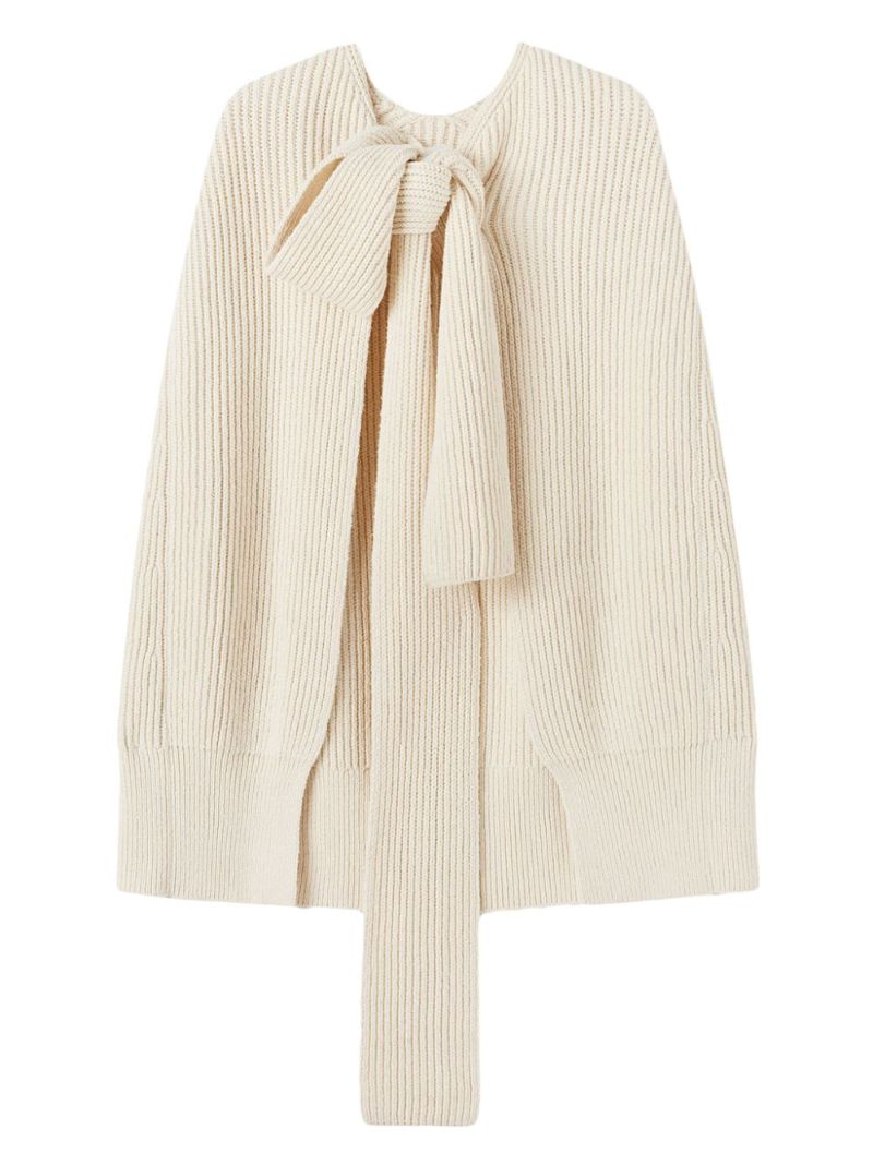 Neutral Ribbed-knit Cape