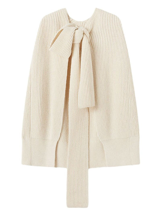 Neutral Ribbed-knit Cape
