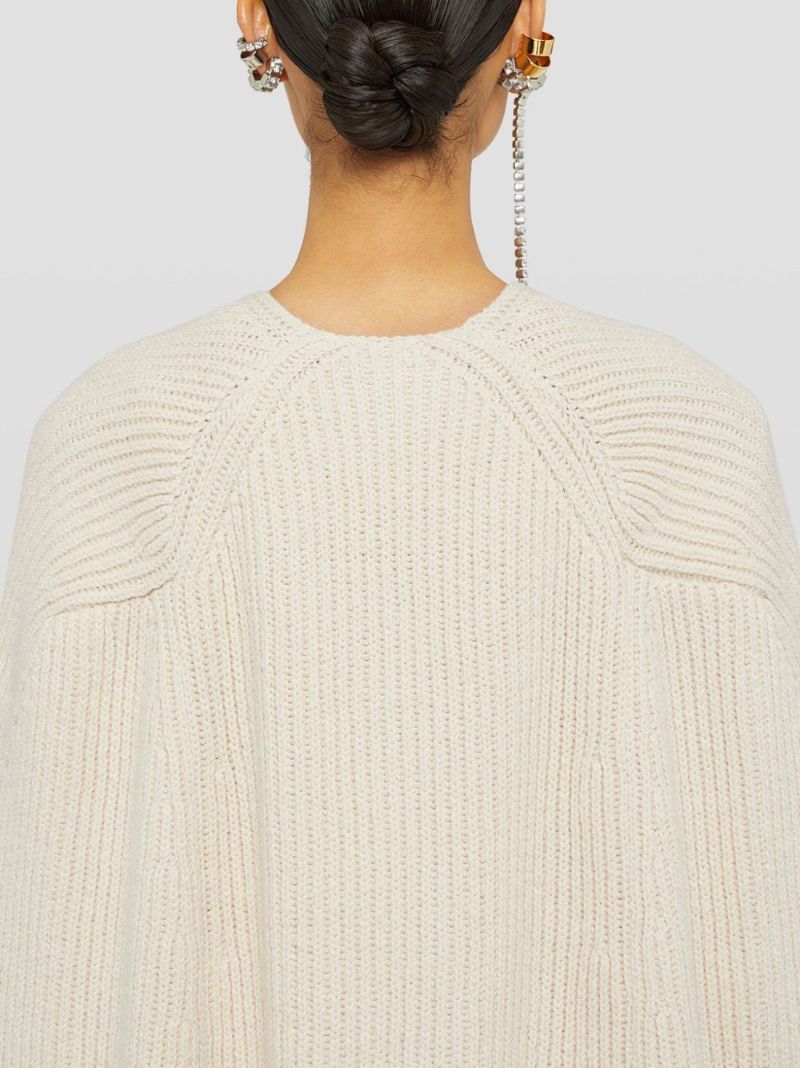 Neutral Ribbed-knit Cape