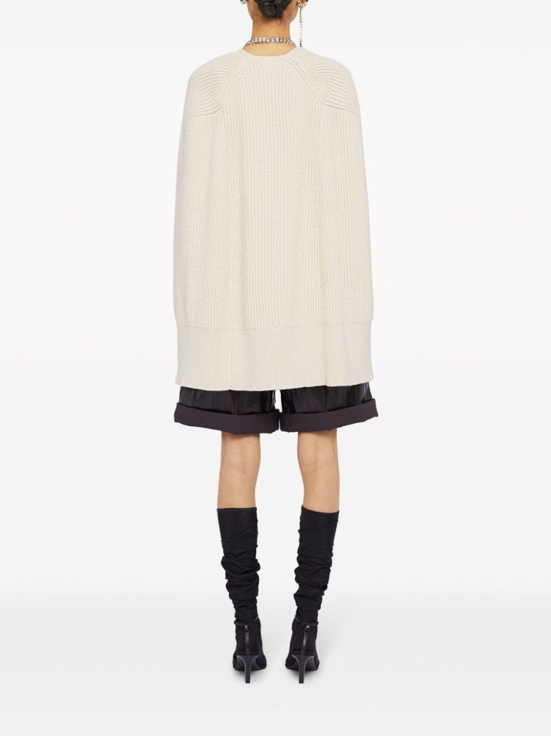 Neutral Ribbed-knit Cape