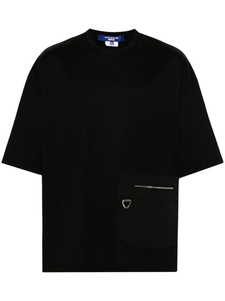 Black Zip-pocket Cotton T-shirt