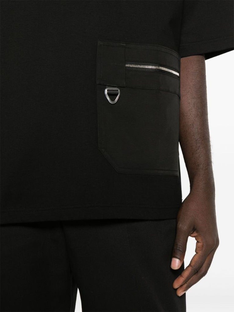 Black Zip-pocket Cotton T-shirt