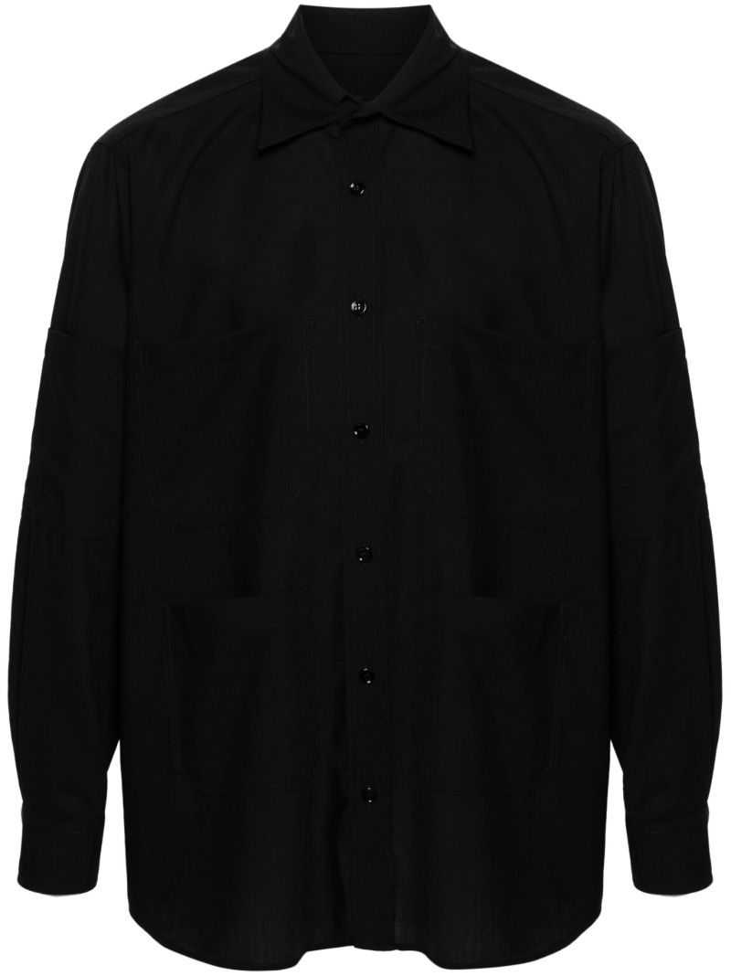 Black Single-stitch Wool Shirt