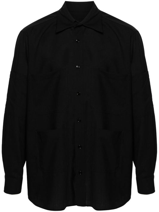 Black Single-stitch Wool Shirt