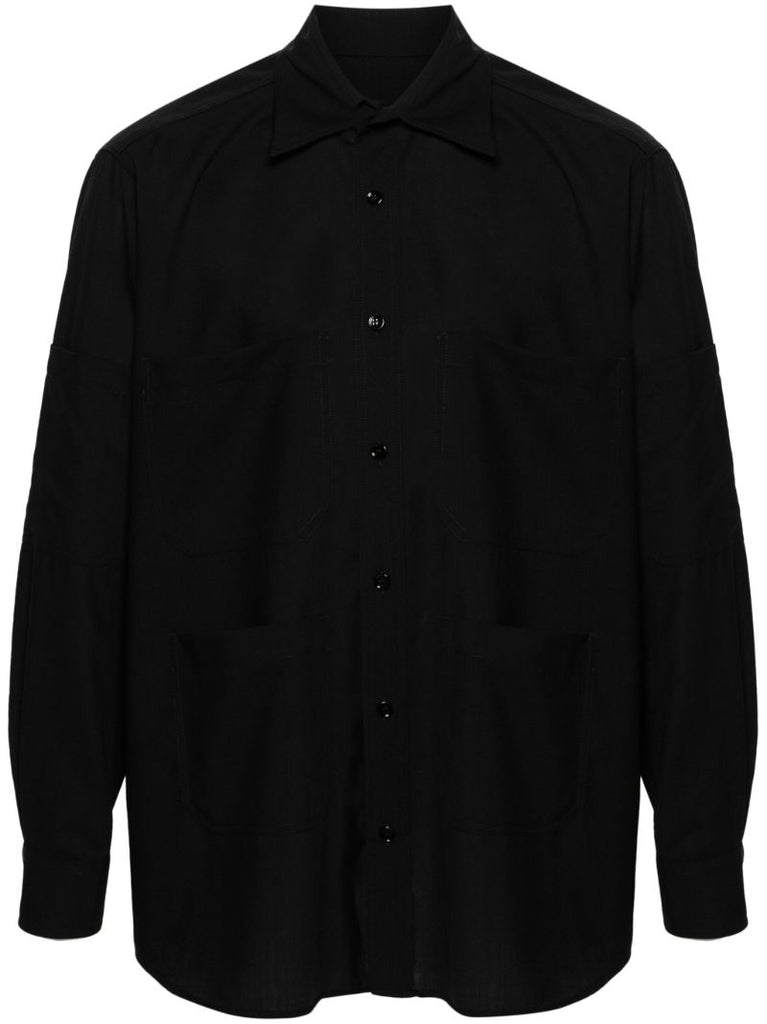 Black Single-stitch Wool Shirt