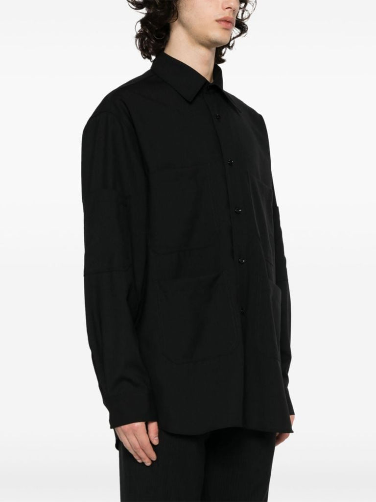 Black Single-stitch Wool Shirt
