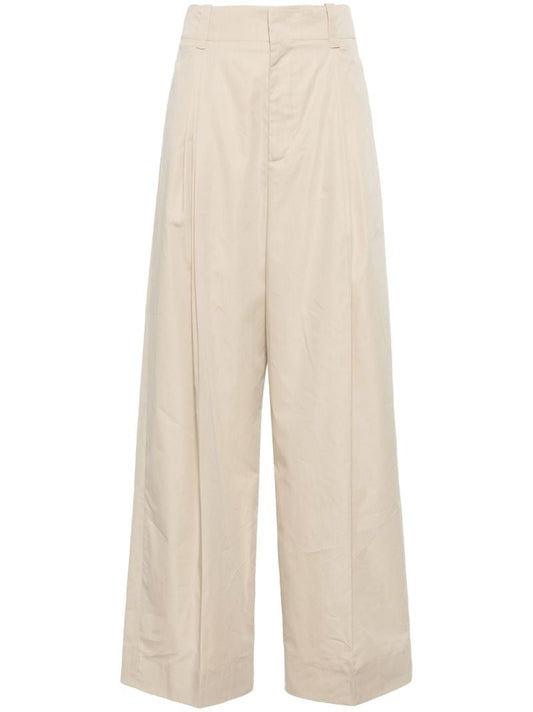 Neutral Tailored Wide-leg Trousers