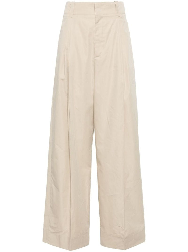 Neutral Tailored Wide-leg Trousers
