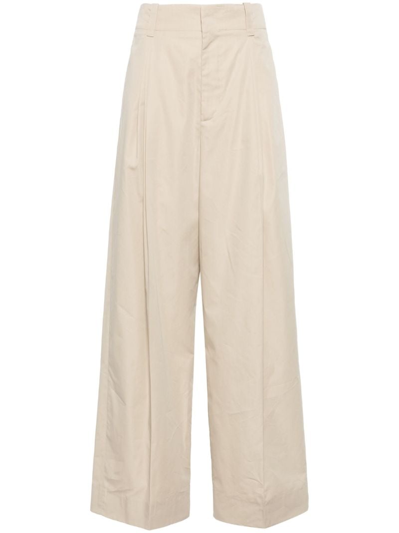 Neutral Tailored Wide-leg Trousers