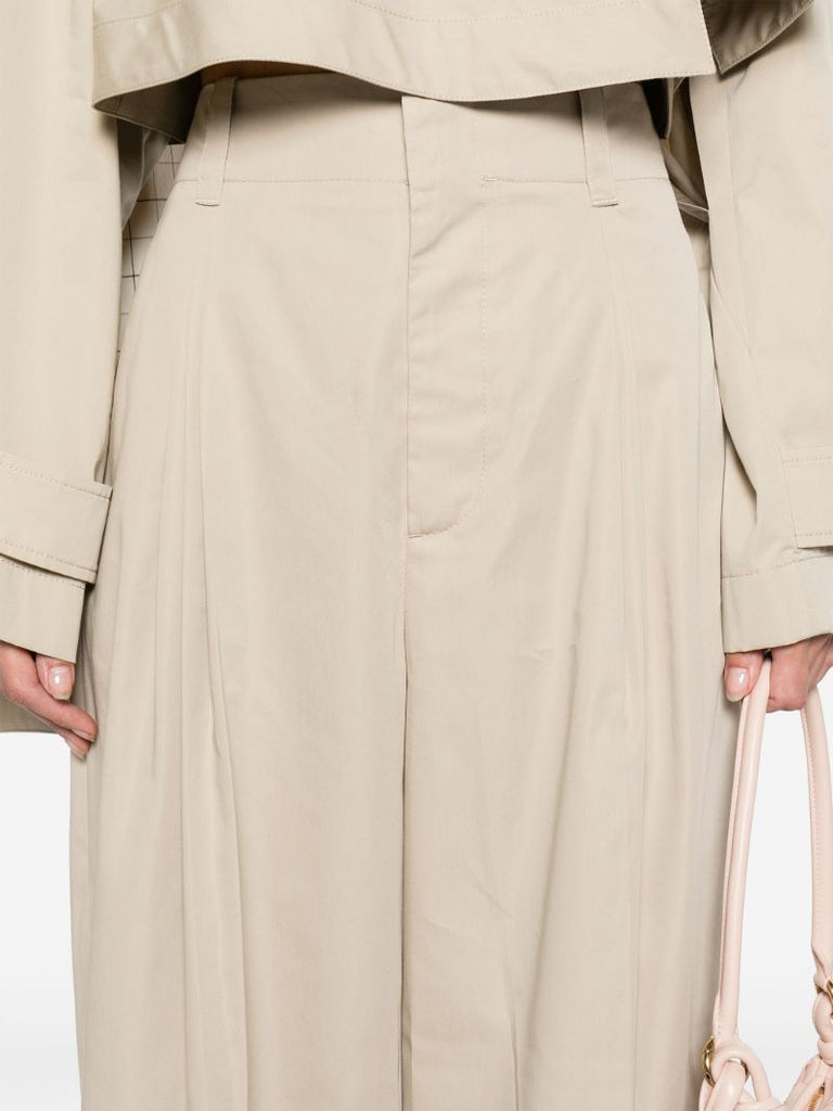 Neutral Tailored Wide-leg Trousers