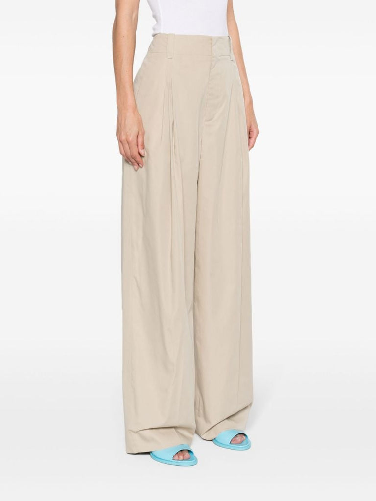 Neutral Tailored Wide-leg Trousers