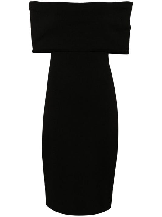 Black Off-shoulder Midi Dress