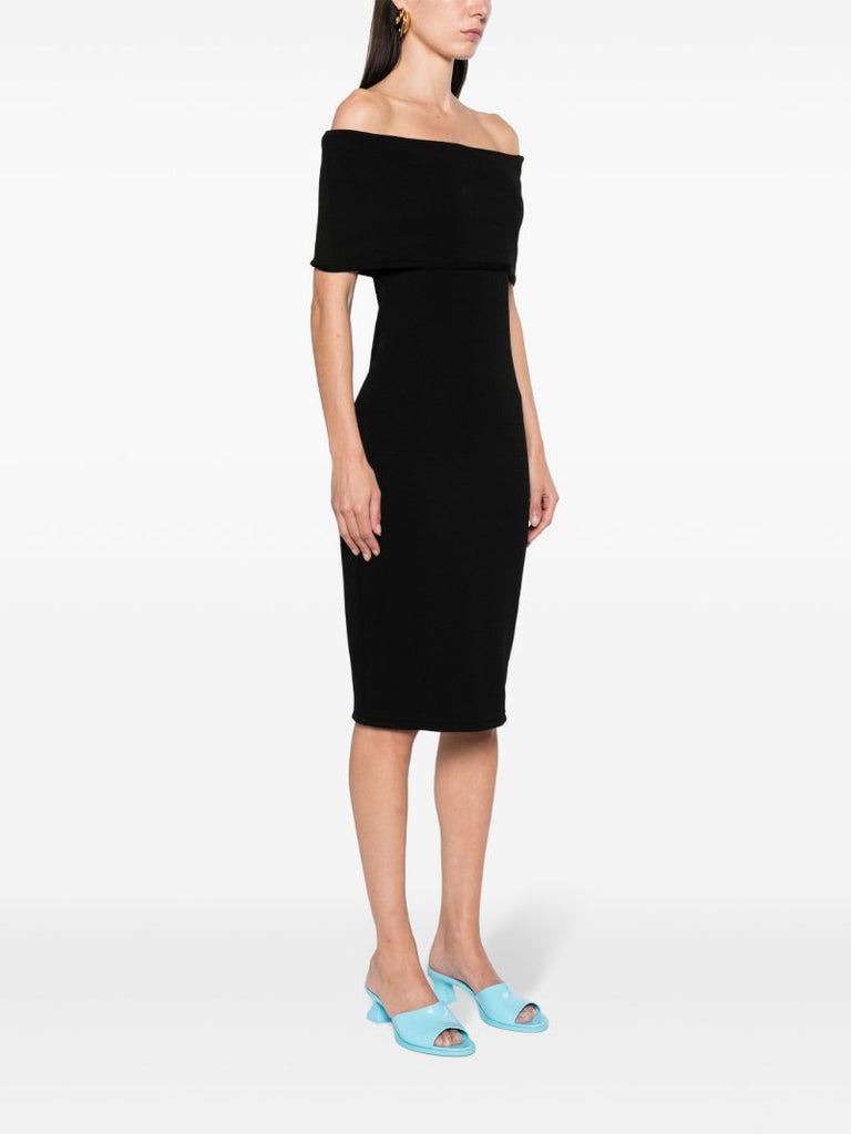Black Off-shoulder Midi Dress
