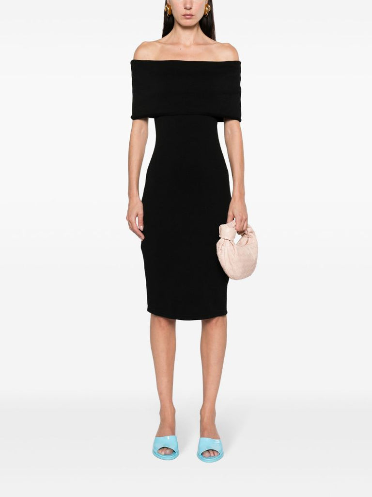 Black Off-shoulder Midi Dress