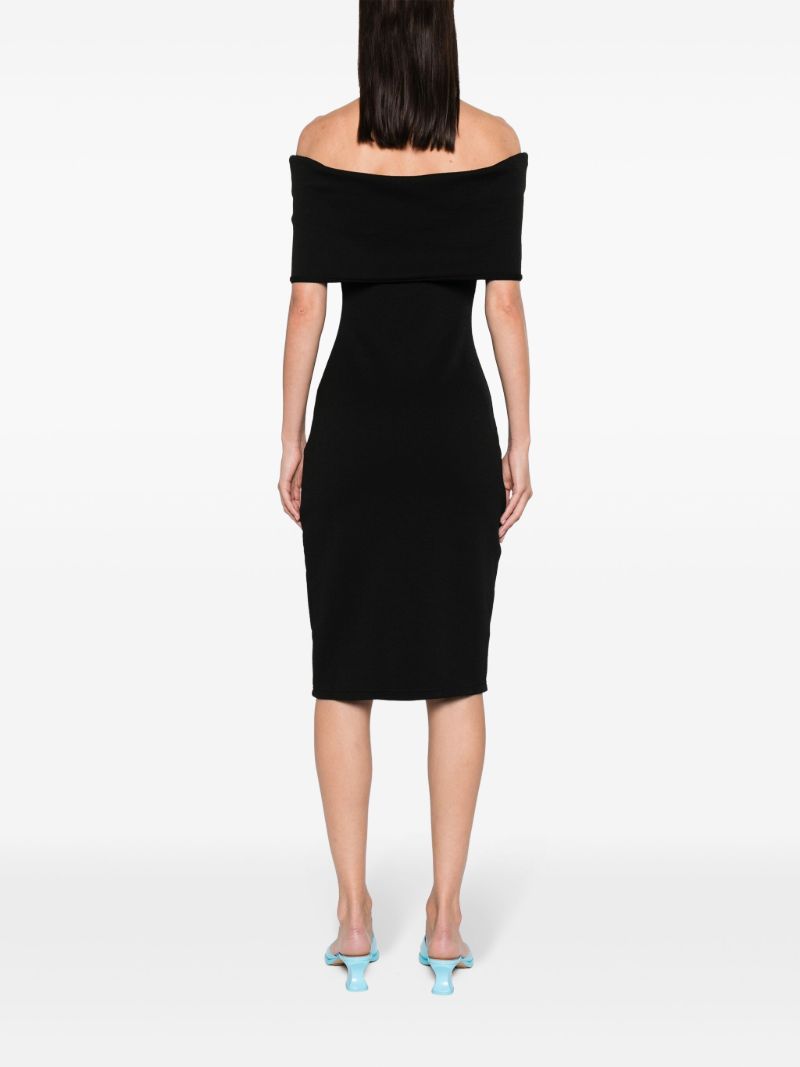 Black Off-shoulder Midi Dress