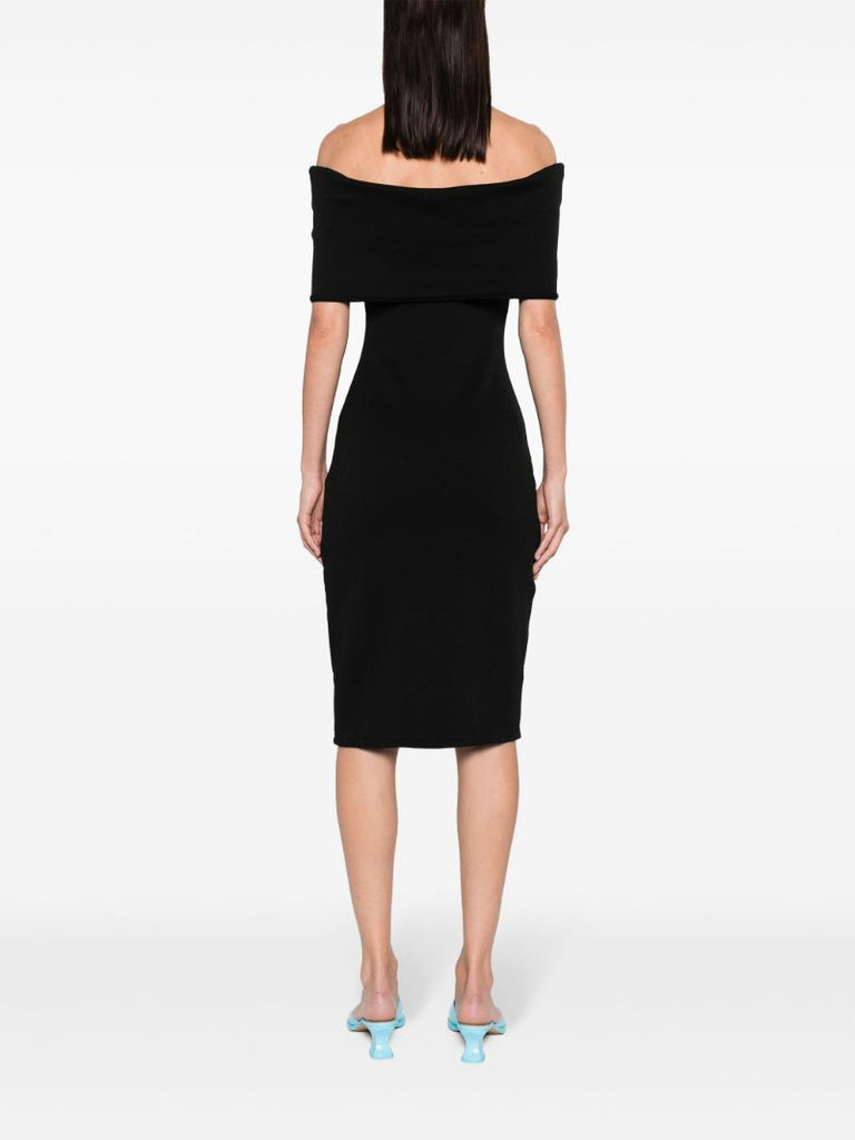 Black Off-shoulder Midi Dress