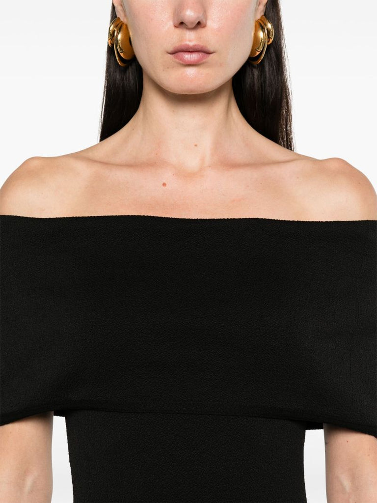 Black Off-shoulder Midi Dress