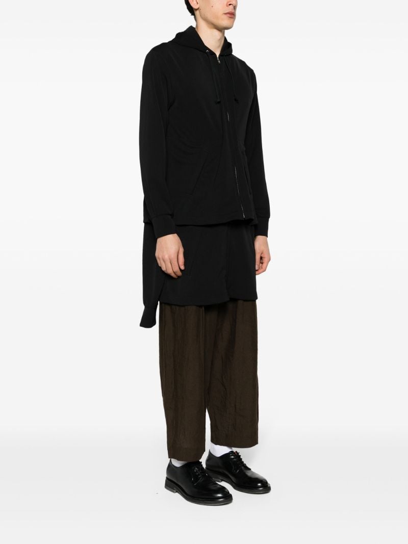 Black Layered Zipped Hoodie