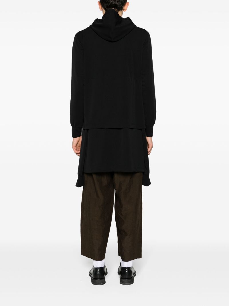 Black Layered Zipped Hoodie