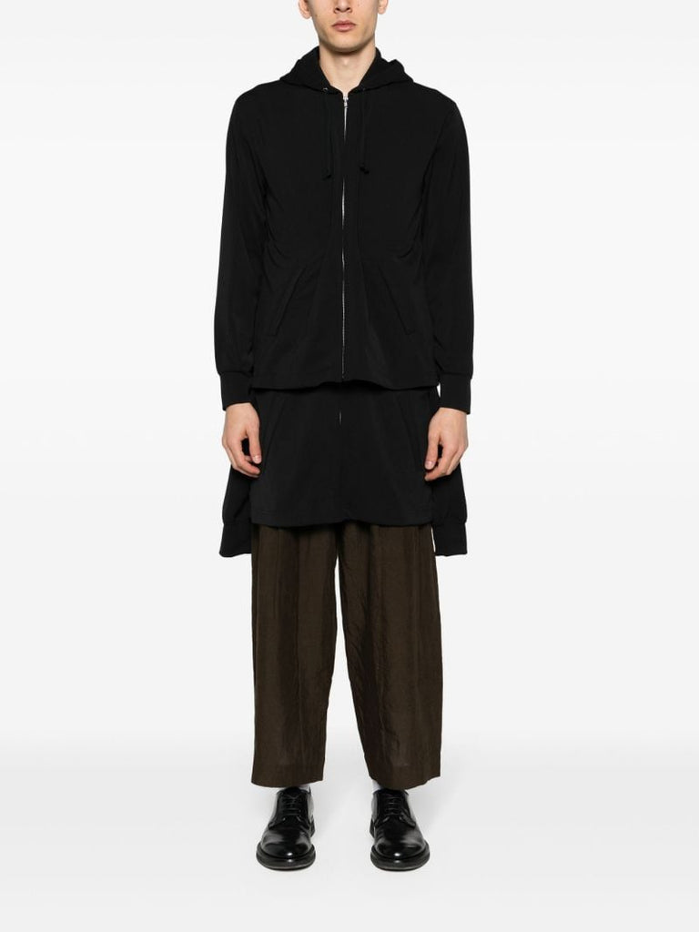 Black Layered Zipped Hoodie