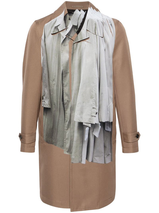 Brown Trompe L'oeil Single-breasted Coat