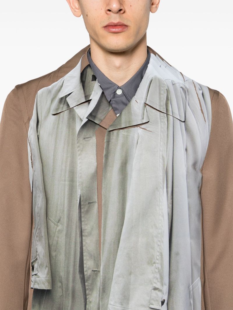 Brown Trompe L'oeil Single-breasted Coat