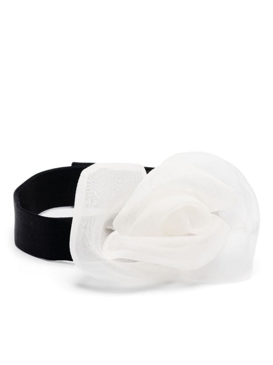White Floral-appliquÃ_x0083_Â© Satin Choker