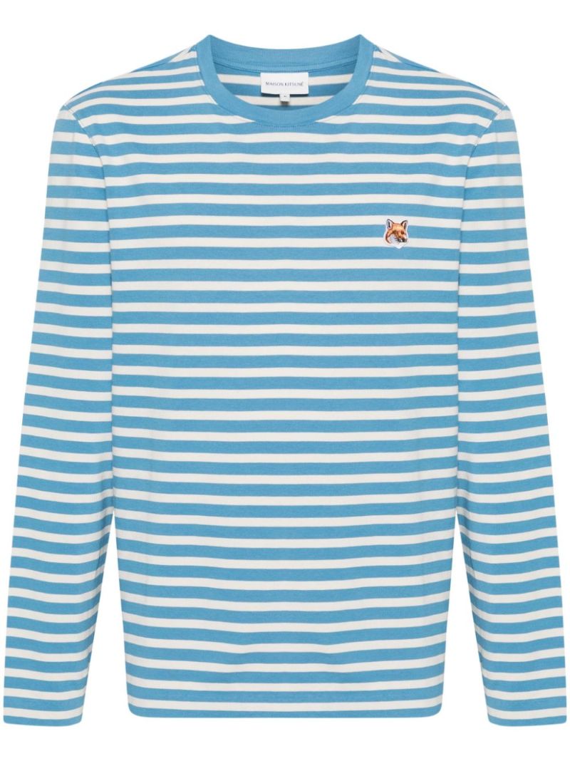 Blue Fox Head Striped T-shirt