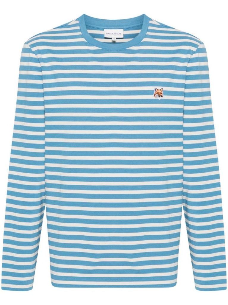 Blue Fox Head Striped T-shirt