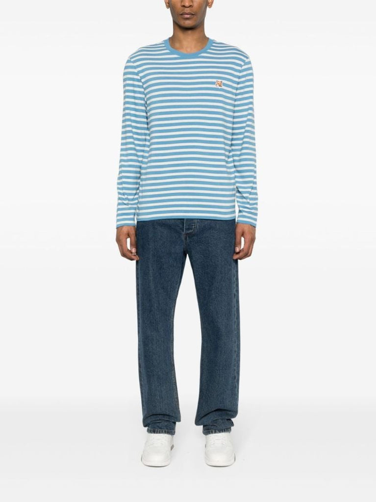 Blue Fox Head Striped T-shirt