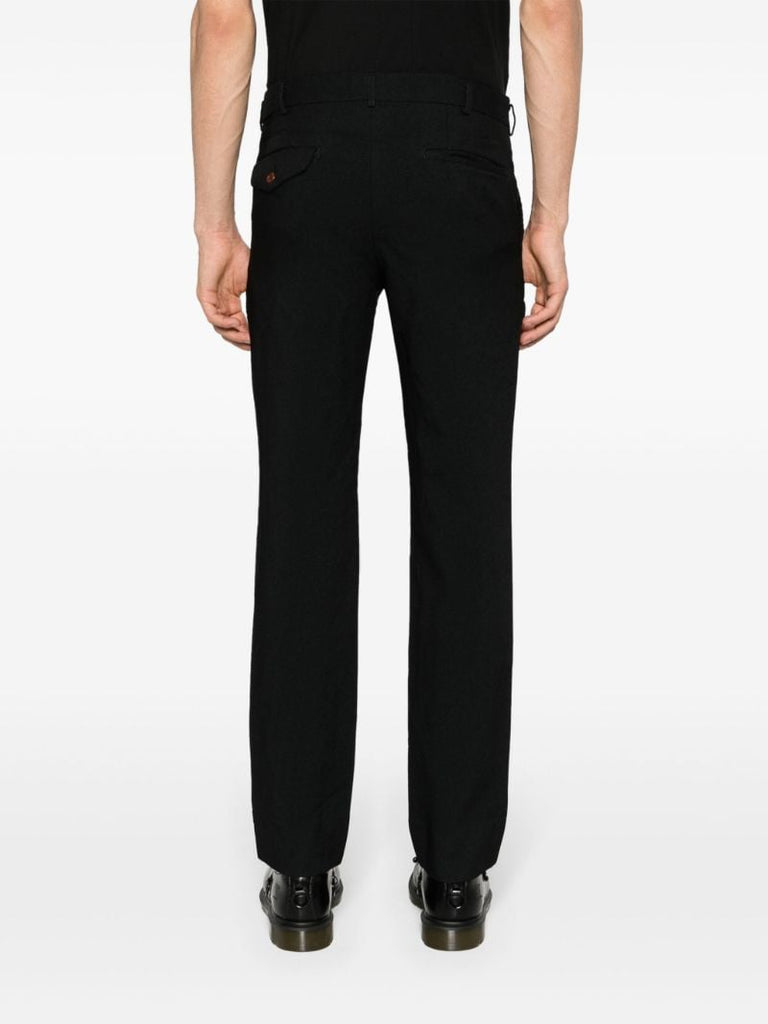 Black Gabardine Tapered Trousers