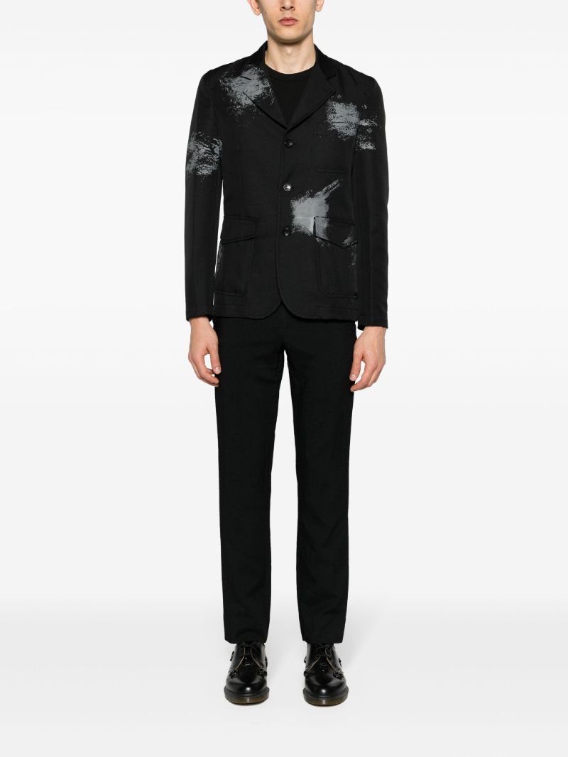 Black Gabardine Tapered Trousers