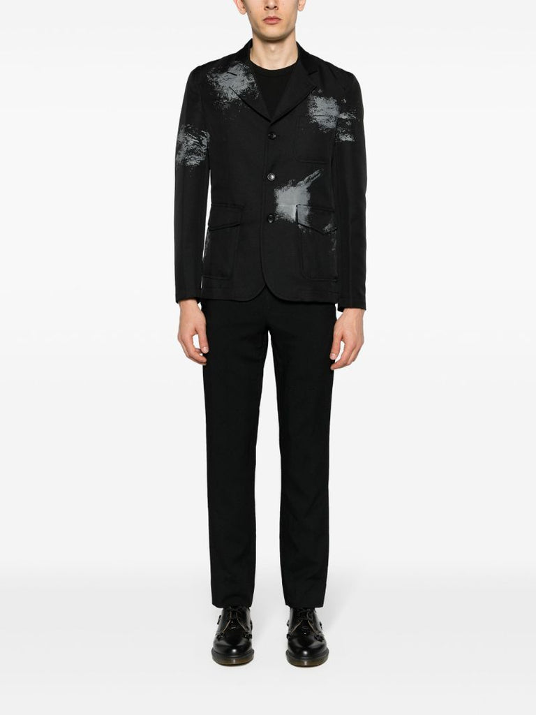 Black Gabardine Tapered Trousers