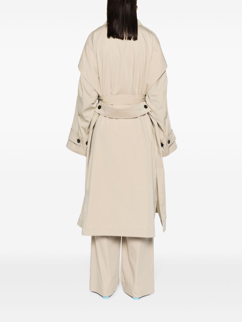Neutral Belted Single-breasted Coat
