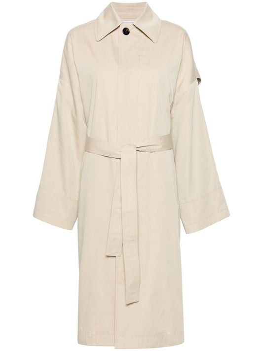 Neutral Belted Single-breasted Coat
