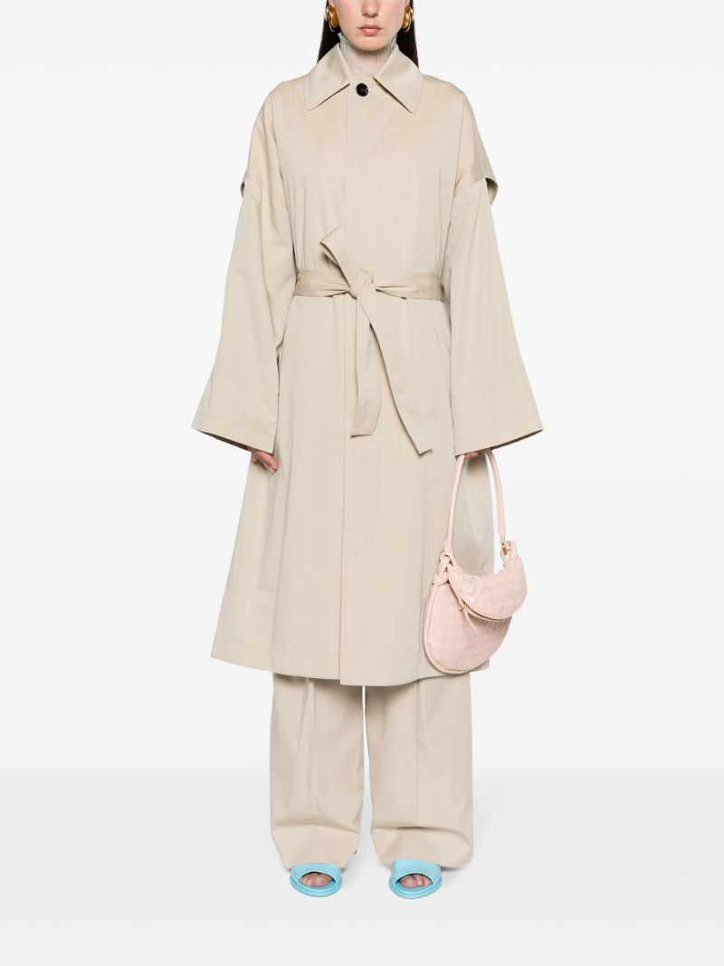 Neutral Belted Single-breasted Coat